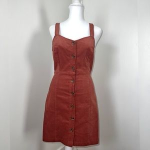 Burnt orange button down corduroy dress